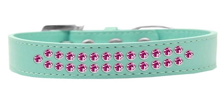 Two Row Bright Pink Crystal Size 20 Aqua Dog Collar